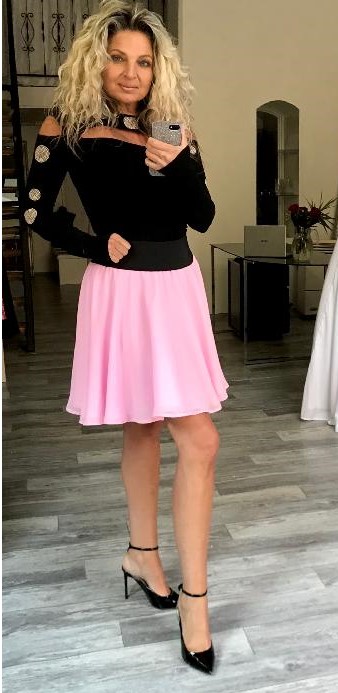 SUKNĚ KRÁTKÁ RŮŽOVÁ ŠIFONOVÁ BOROS SK-S-PIN 02